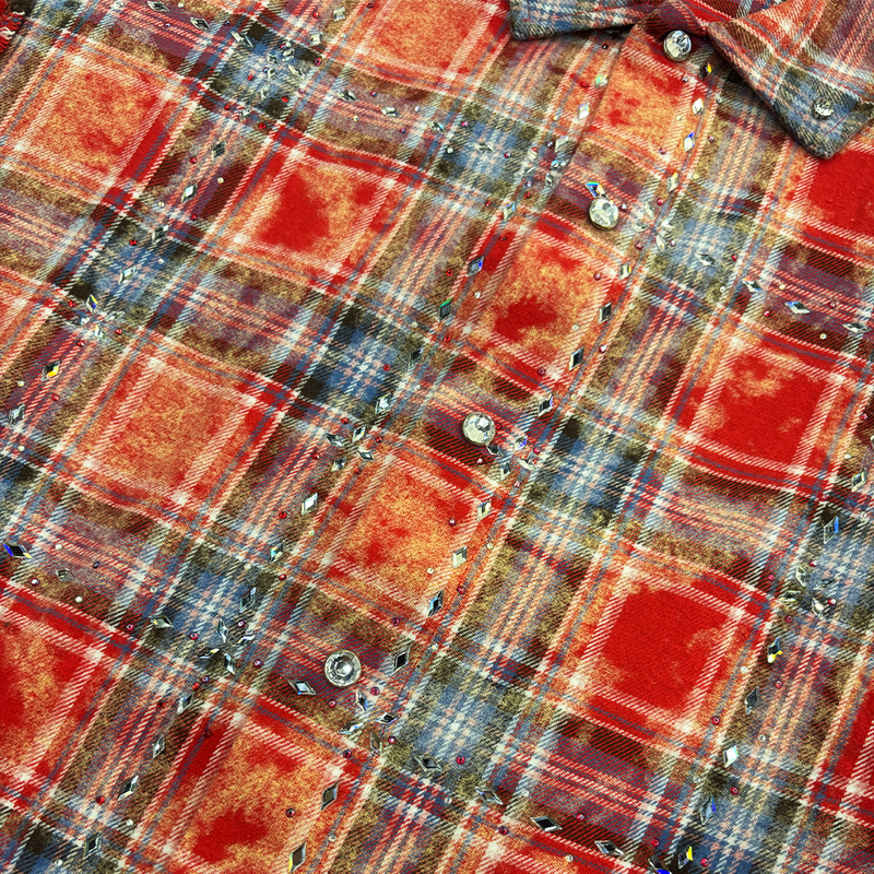 Rebel Denim Plaid Wov Sleeveless Red
