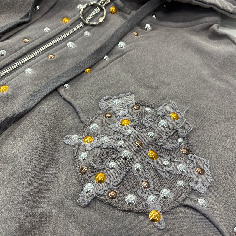 Hudson 585B Studded Metal Oversized Hoody