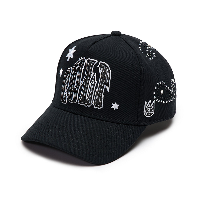 Cult x El Alfa Premium Paisley 5 Panel A Frame Trucker Hat in Black