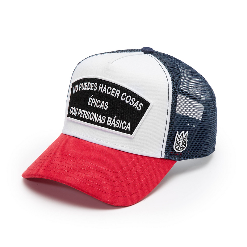 Cult's Logo Mesh Back Trucker Hat "Spanish Epic Shit" in White
